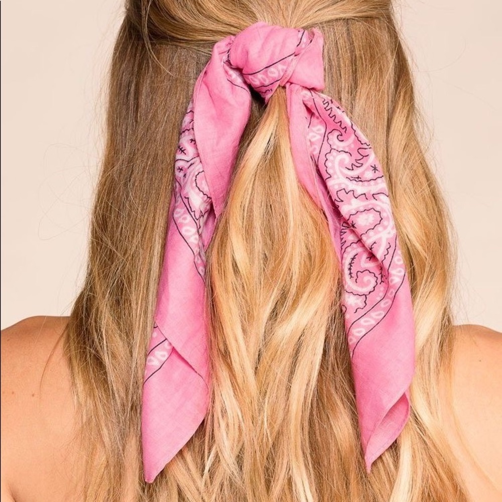 Baby pink bandana head scarf